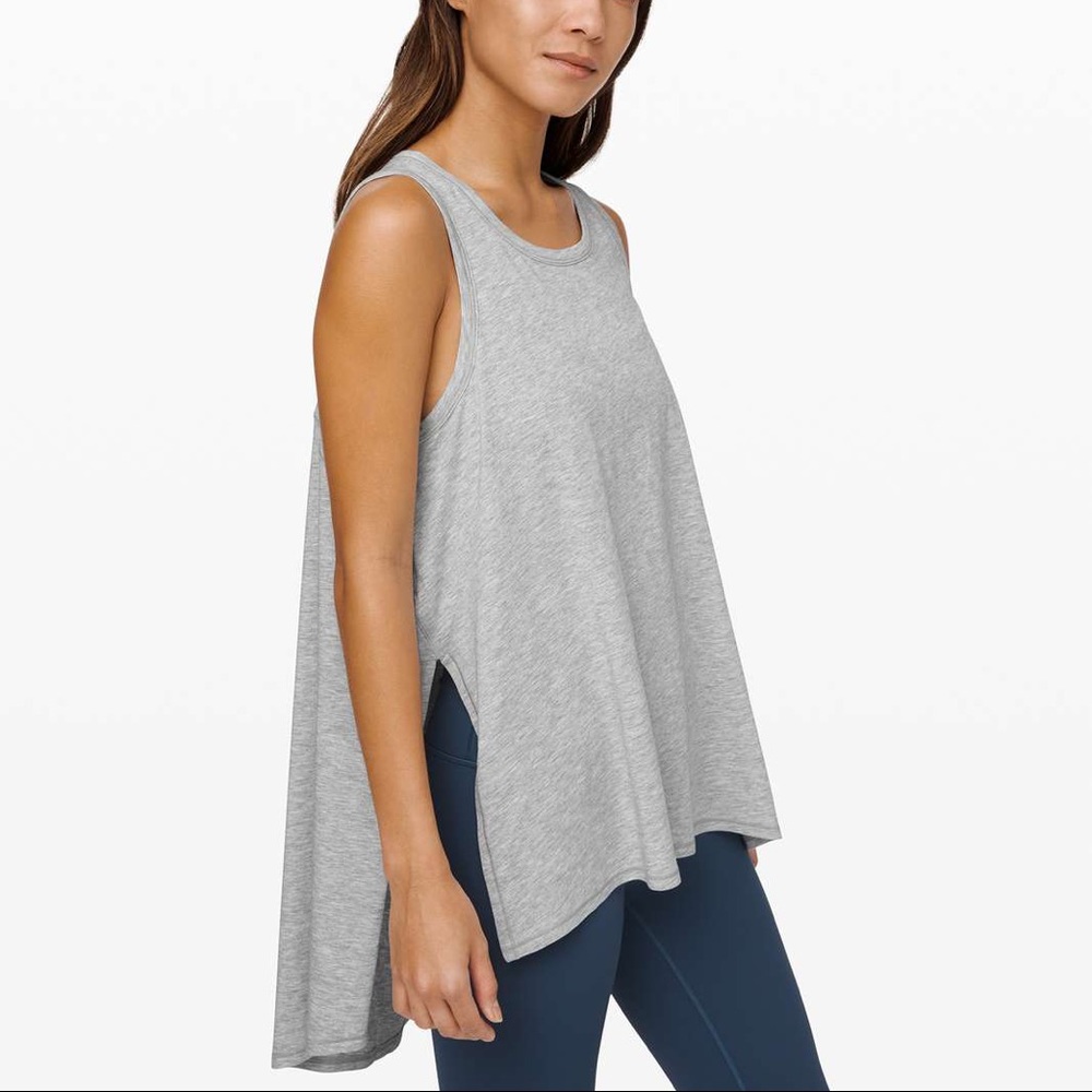 Lululemon Long for Length Tank, Heathered Core Light Grey